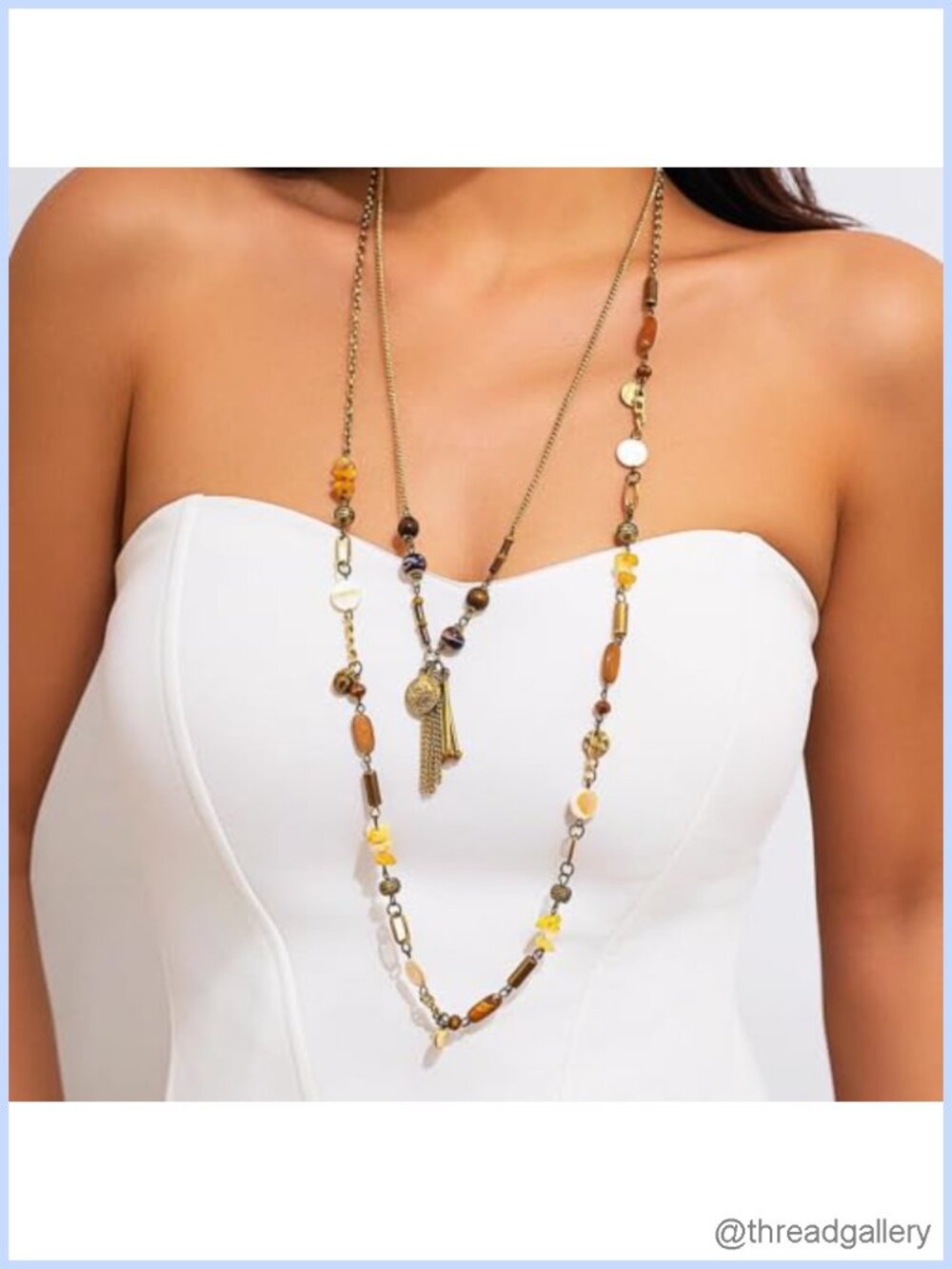 Chain Tassel Necklace Elegant Imitation Pearl Stacking Long Necklace for Women